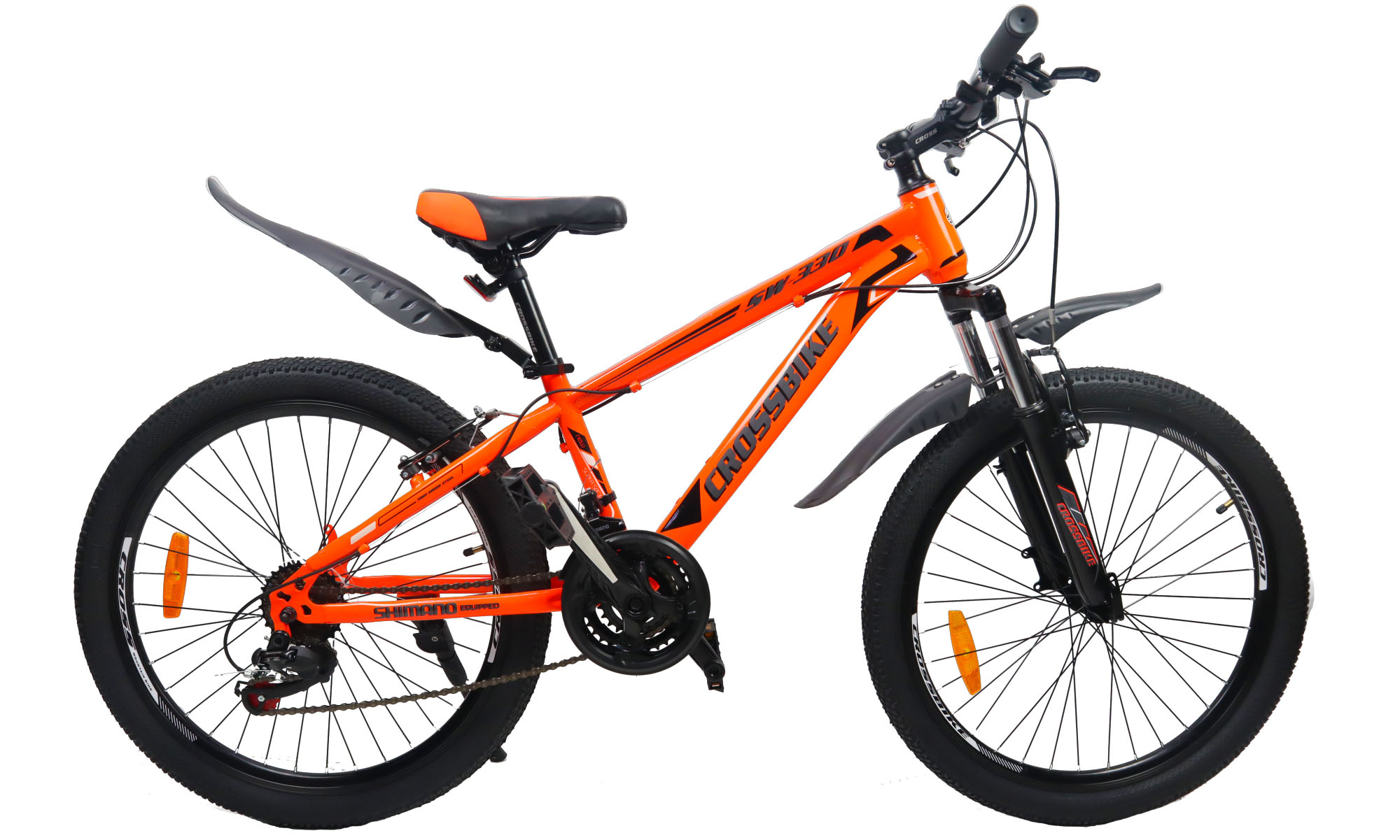 Фотография Велосипед CrossBike Atlas 24", размер XXS, рама 12", 2021, Оранжевый-Черный