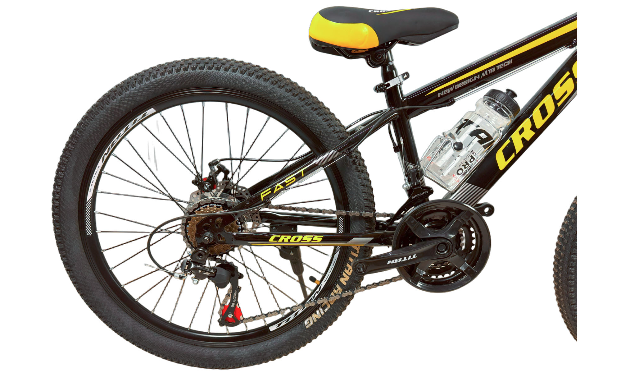 Велосипед Cross FAST 24", размер XXS, рама 12", год 2025, Черный-Желтый-Белый 2