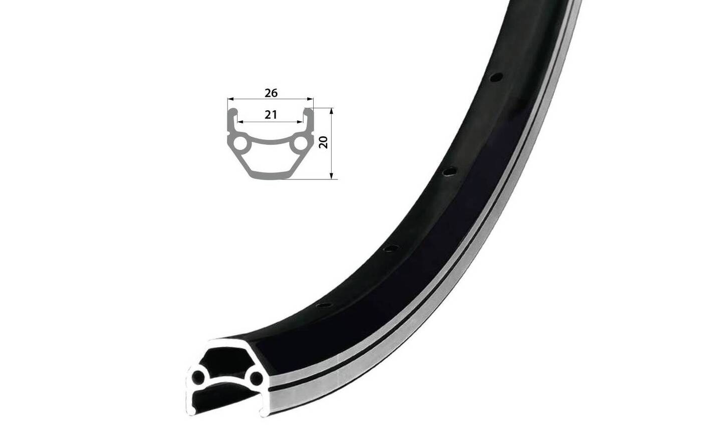 Обод Onride Prime 21, 26", размер 559×21 мм, 36 отверстий, AV, V-Br, CNC, черный анодированный 2