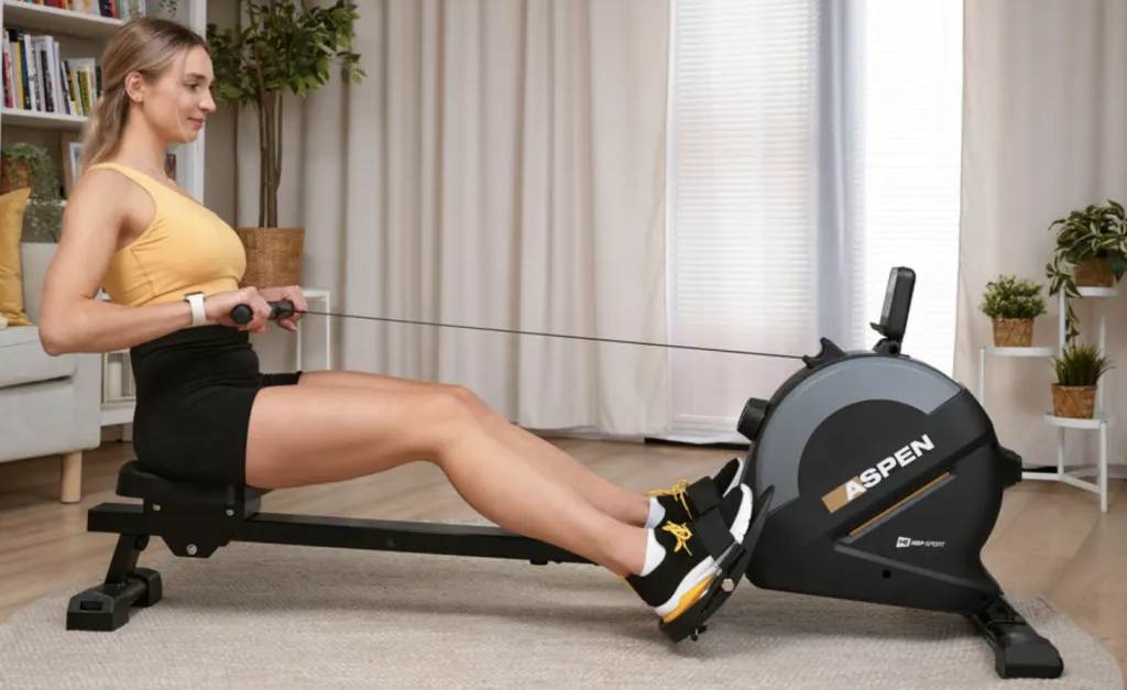 Гребный тренажер Hop-Sport HS-080R Aspen магнитный чорно-золотистый 16