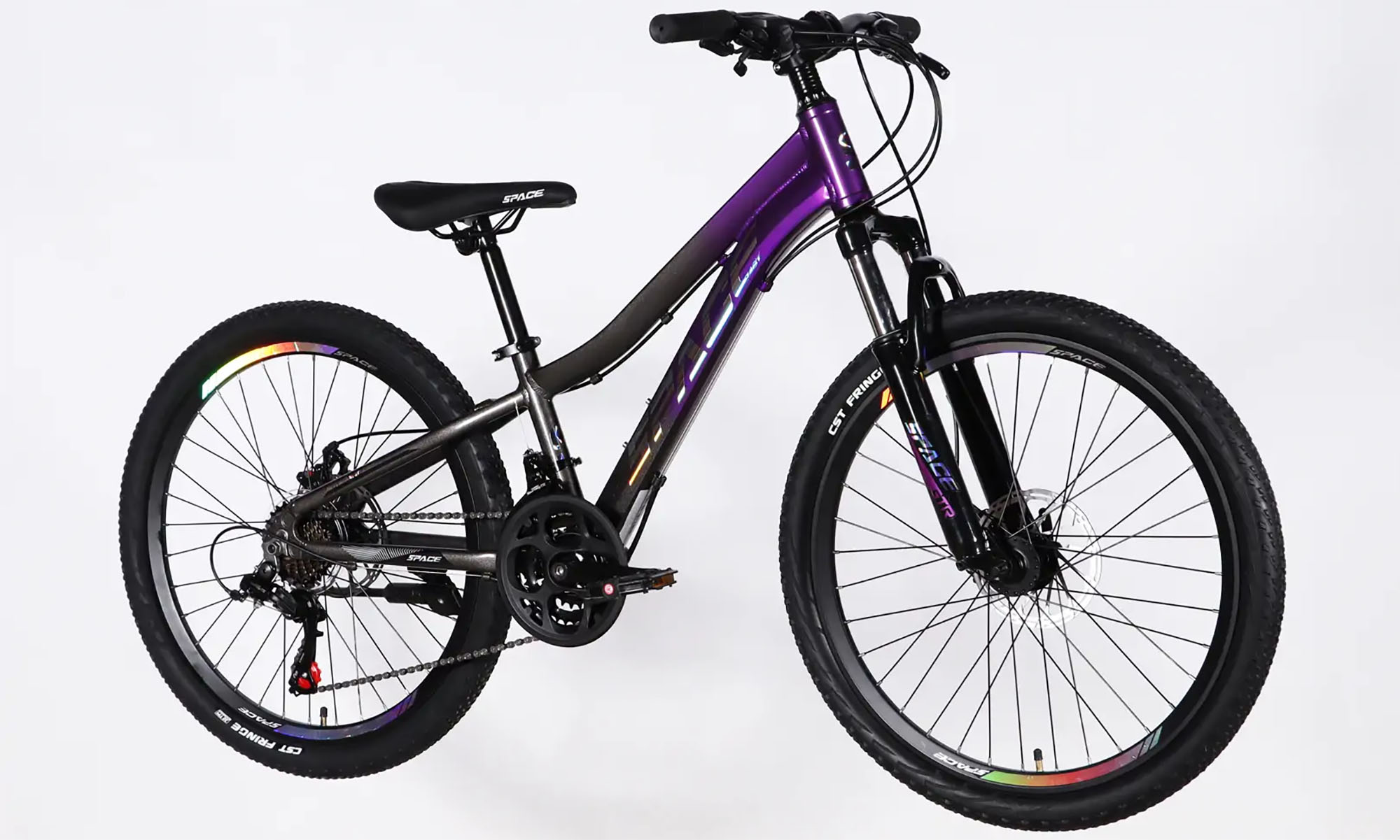 Велосипед SPACE IZIDA DD FR, 24", розмір XXS, рама-11", рік 2026, фіолетово-сріблястий 3