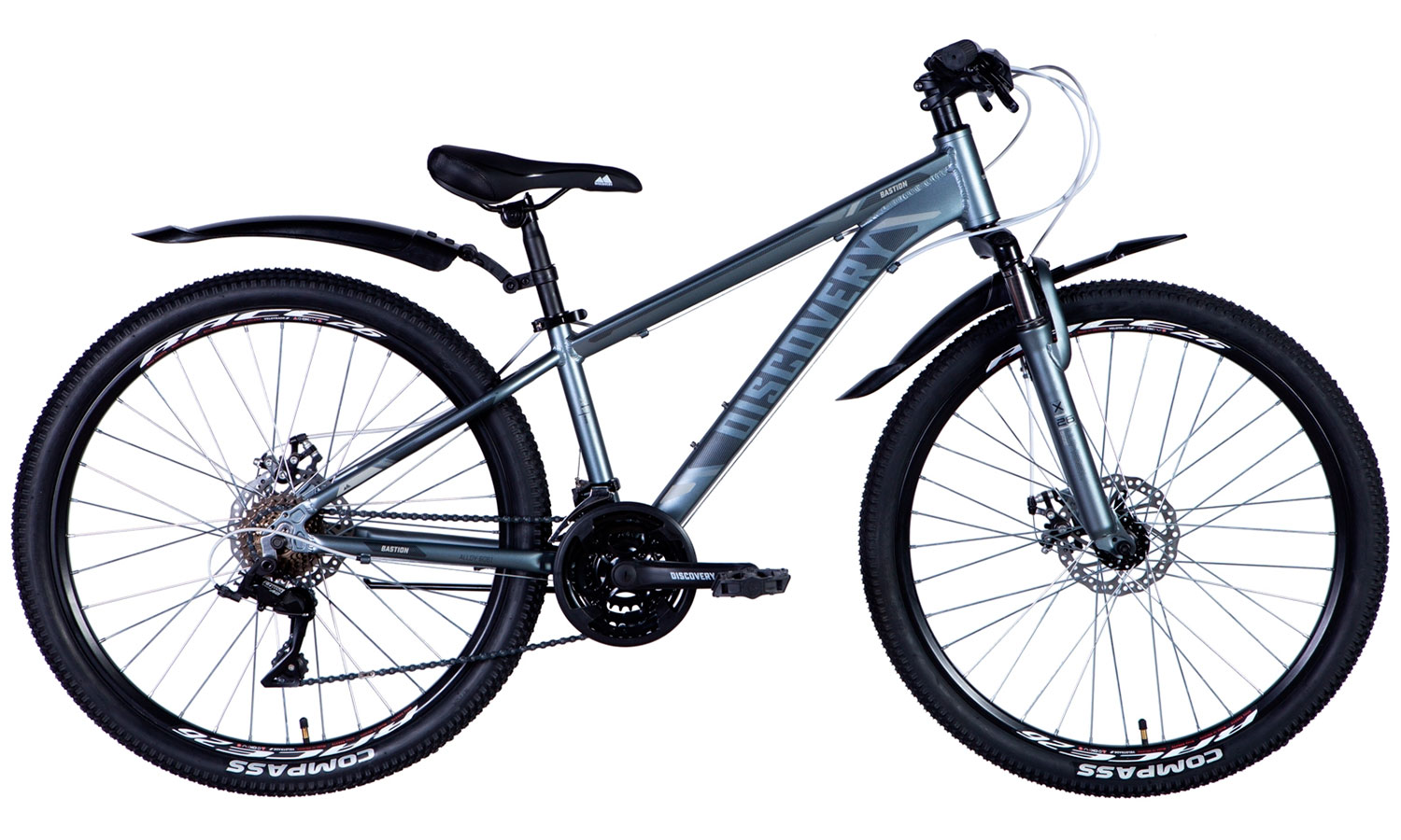 Фотография Велосипед Discovery BASTION 26" размер М рама 18 2024 Серо-черный