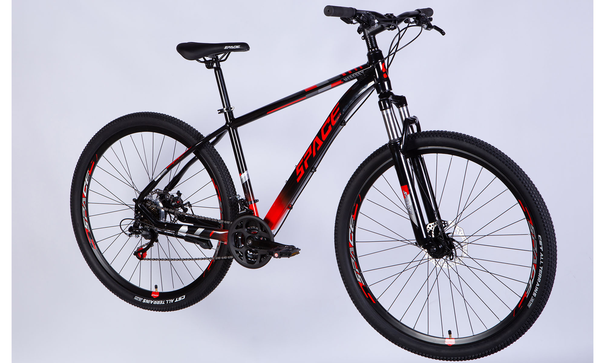 Велосипед SPACE MERCURY DD FR 29", размер M, рама-18", год 2026, черно-красный 2