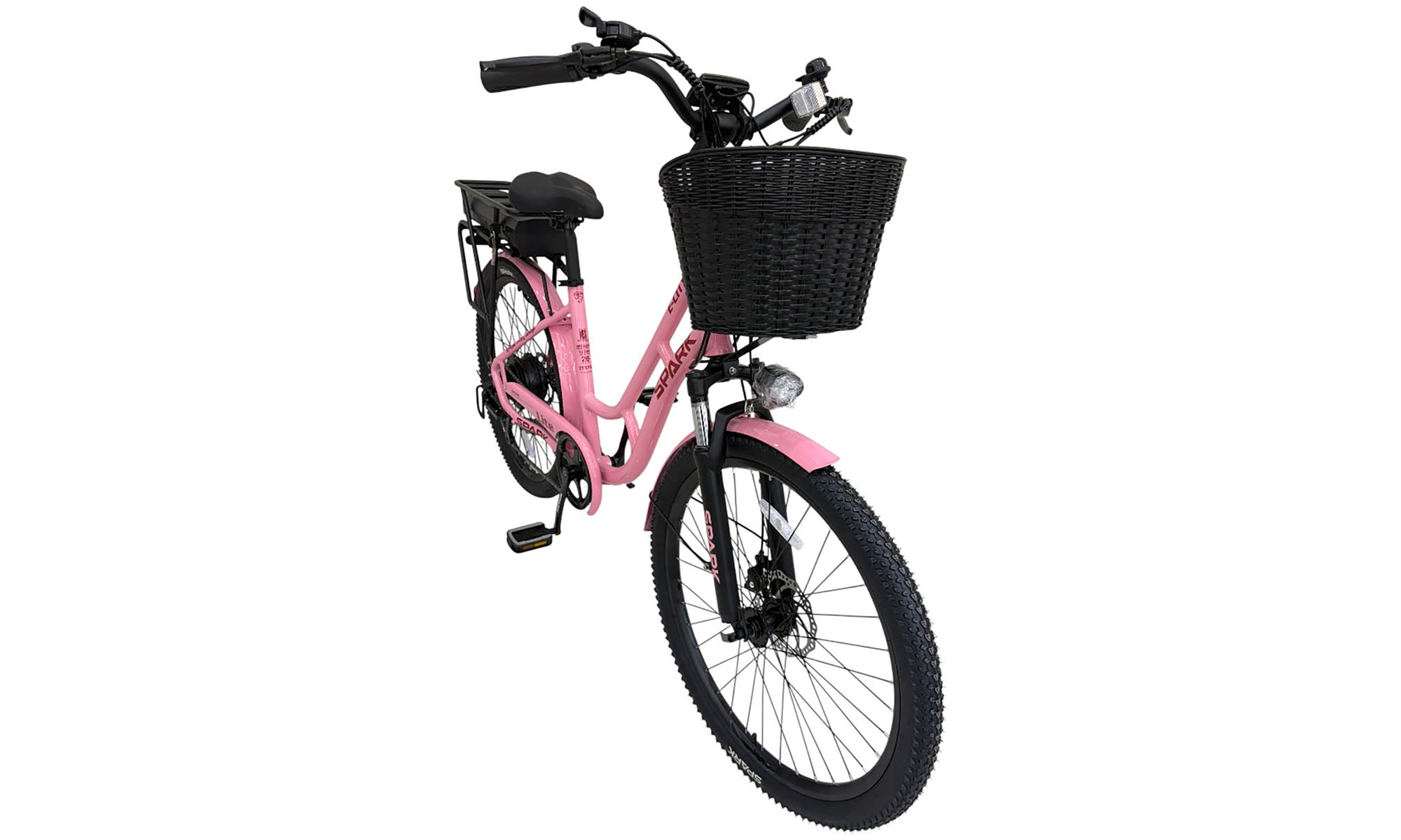 Велосипед с электромотором SPARK E-CITY LITE 26", размер M, рама 17", 48V/500W/12,8Ah, год 2026, малиновый 2