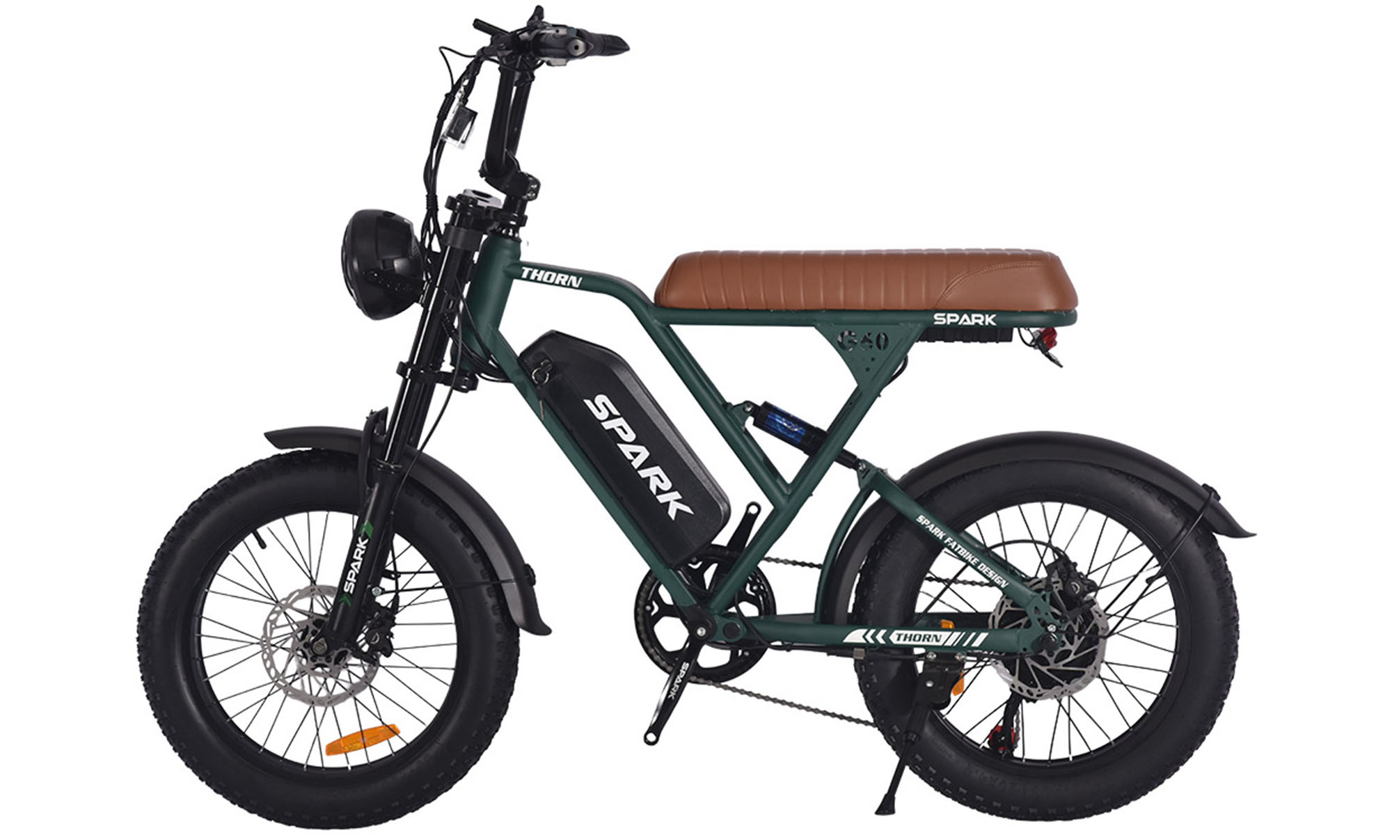 Велосипед с электромотором SPARK TORN 20", 48V/1200W/20Ah Li-On, Тёмно-зелёный (матовый) 