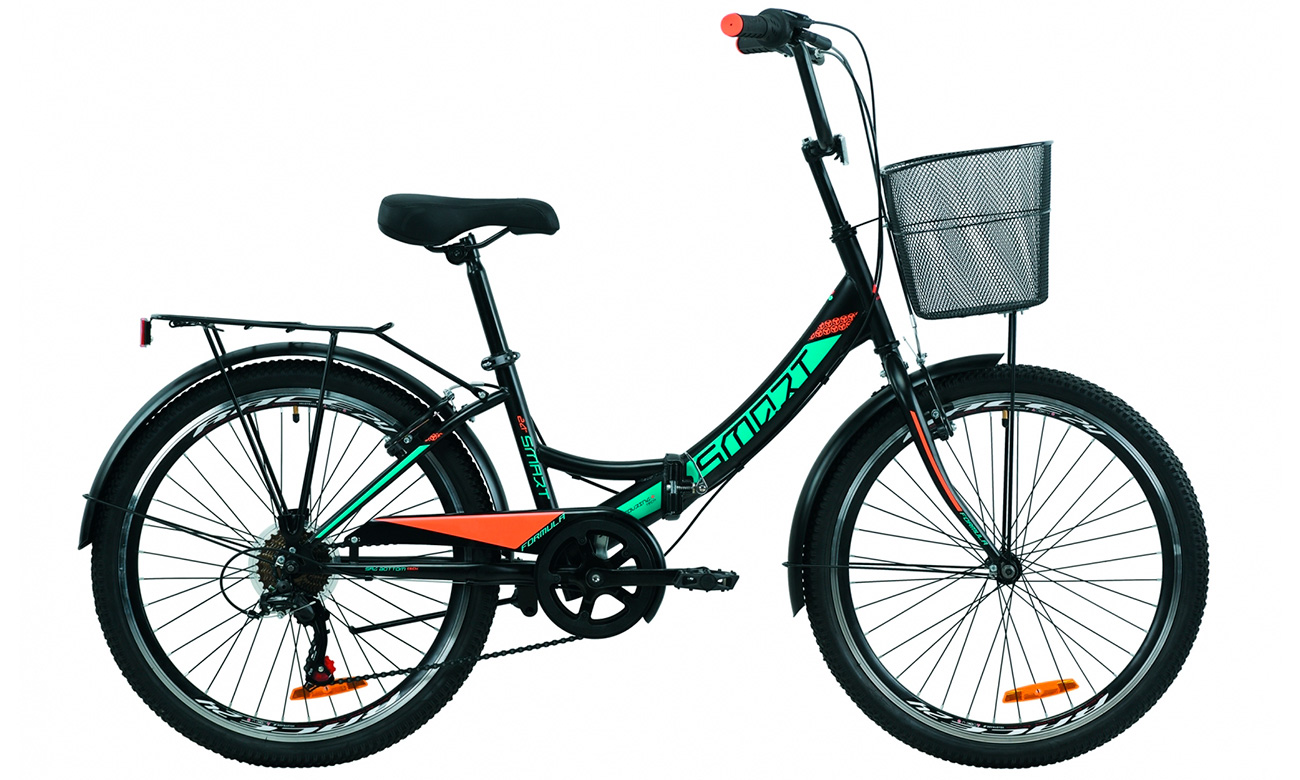 Фотографія Велосипед Formula SMART з кошиком, тріскачка 24" (2020) 2020 Чорно-жовтогарячий