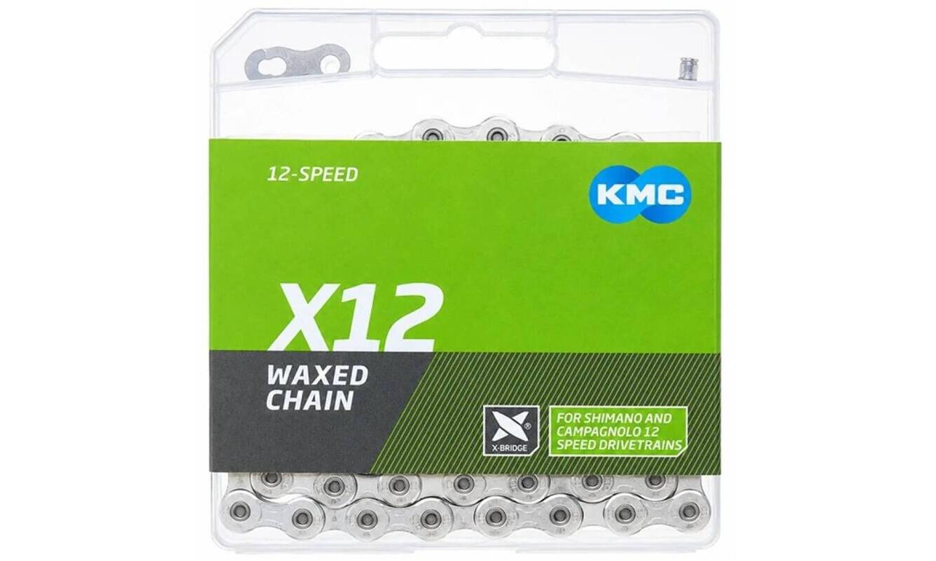 Цепь KMC X12 Waxed, 12 скоростей, 126 звеньев + замок, серебристый 