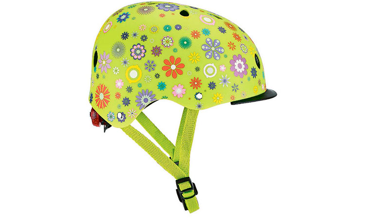 Шлем защитный детский GLOBBER, с фонариком, размер М (48-53 см)  Зеленый