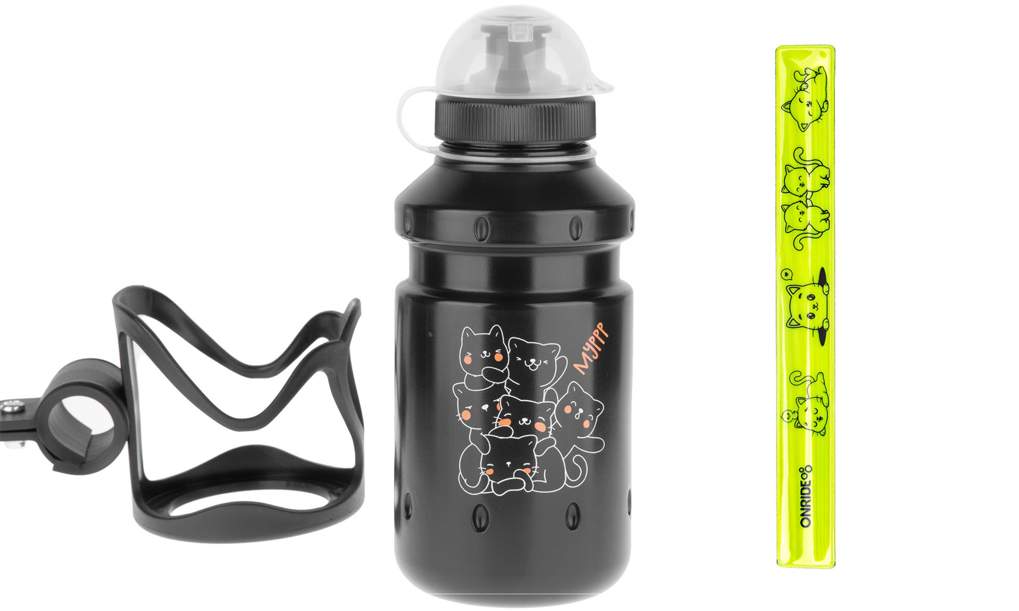 Фляга с флягодержателем на руль ONRIDE Best 350 мл с колпачком черная 