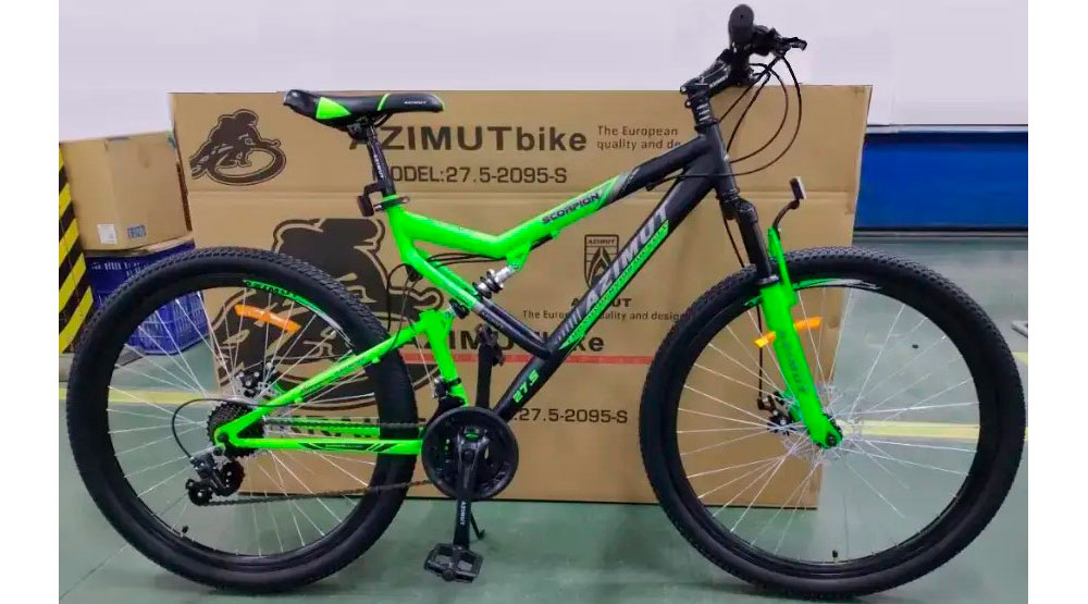 Фотография Велосипед Azimut Scorpion GD 24" размер М рама 17 Черно-зеленый