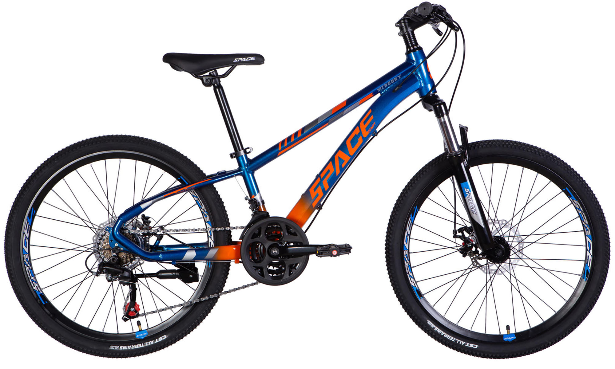 Велосипед SPACE MERCURY DD FR, 24", размер XXS, рама 11", год 2026, сине-оранжевый Велосипед SPACE MERCURY DD FR, 24", размер XXS, рама 11", год 2026, сине-оранжевый