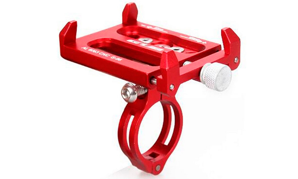 Тримач для смартфона 3,5-6,2", з алюмінієвим кріпленням на кермо/винос GUB G-86 червоний 2