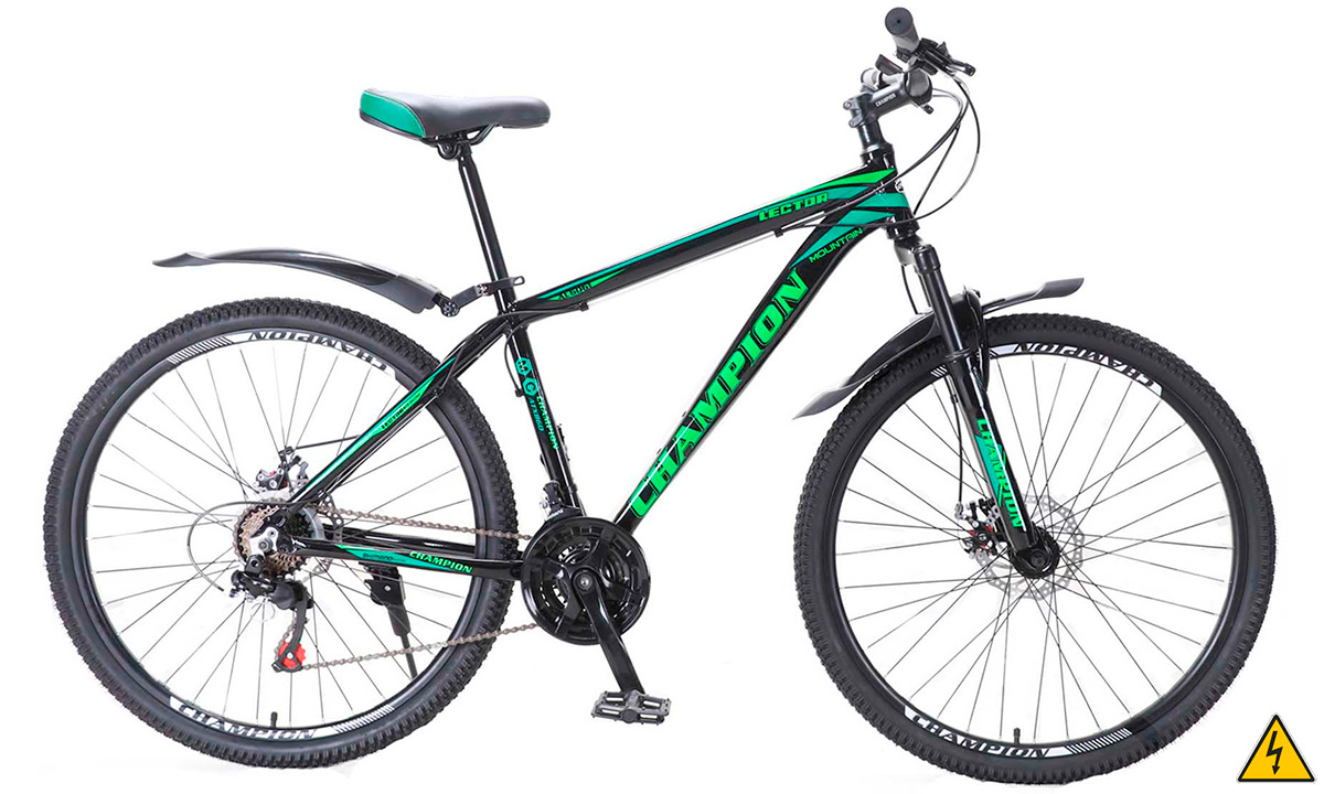 Электровелосипед Champion Lector 29", мотор FX-08R, 350Вт 36В, (2021) 2020, размер L, черно-зеленый 2
