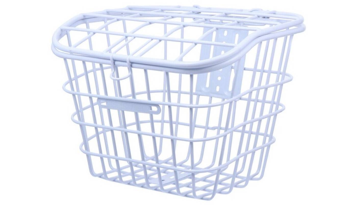 Корзина велосипедная Baisike 26" стальная с крышкой, белая 3