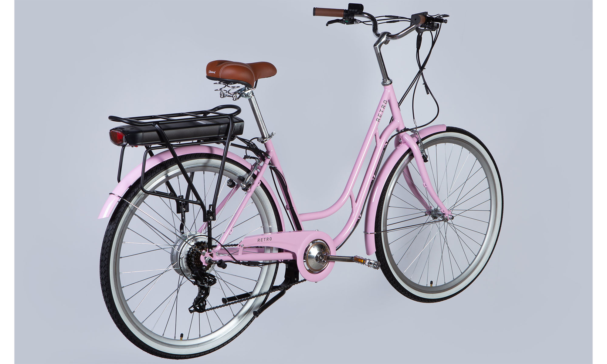 Велосипед с электроприводом Dorozhnik eRETRO Vbr FR 28", размер L, рама-19", 36B, 12.5А*ч, 500Вт, год 2025, светло-розовый 2