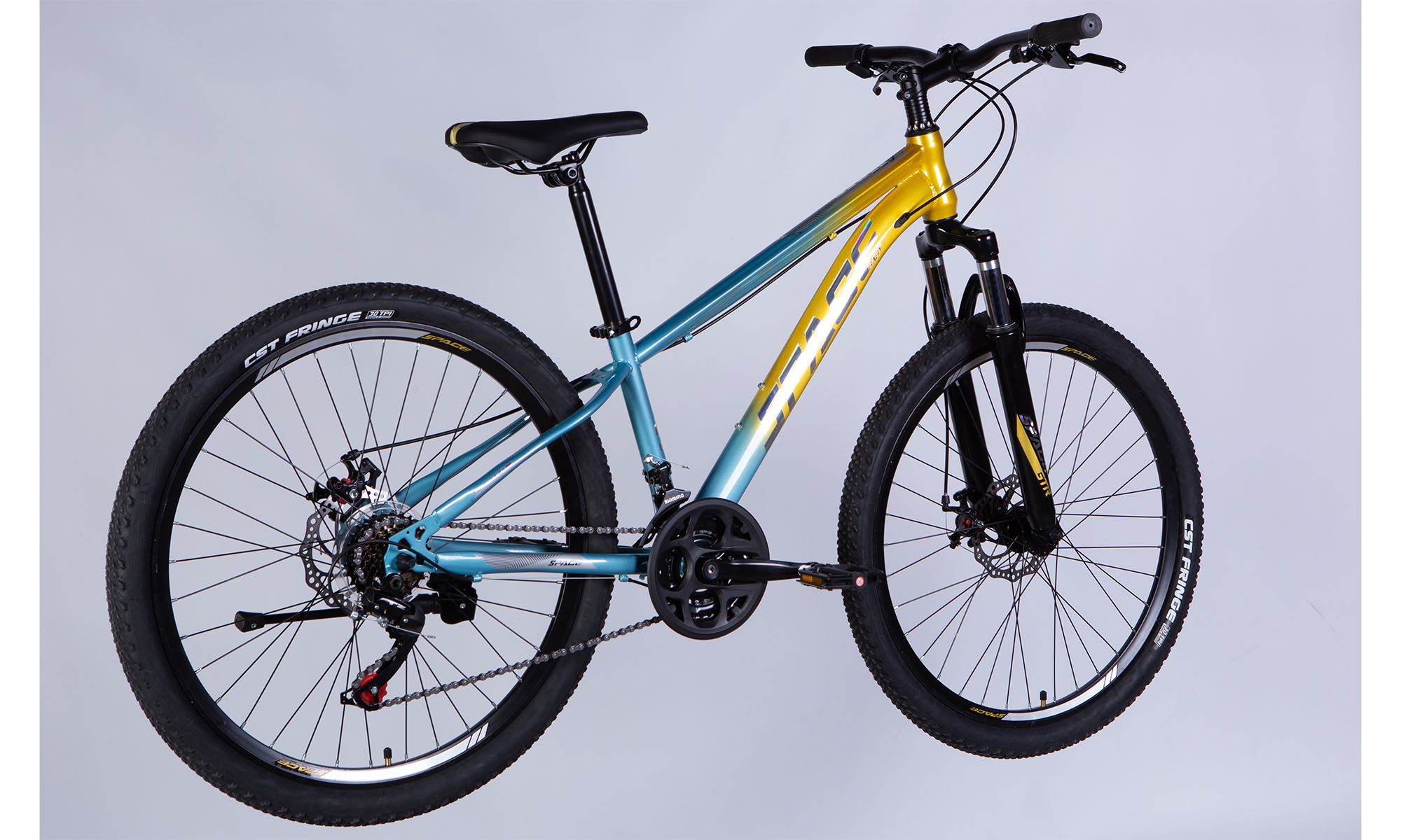 Велосипед SPACE MARS DD FR 26", ST, размер XS, рама 13" 2025, золотисто-голубой 4