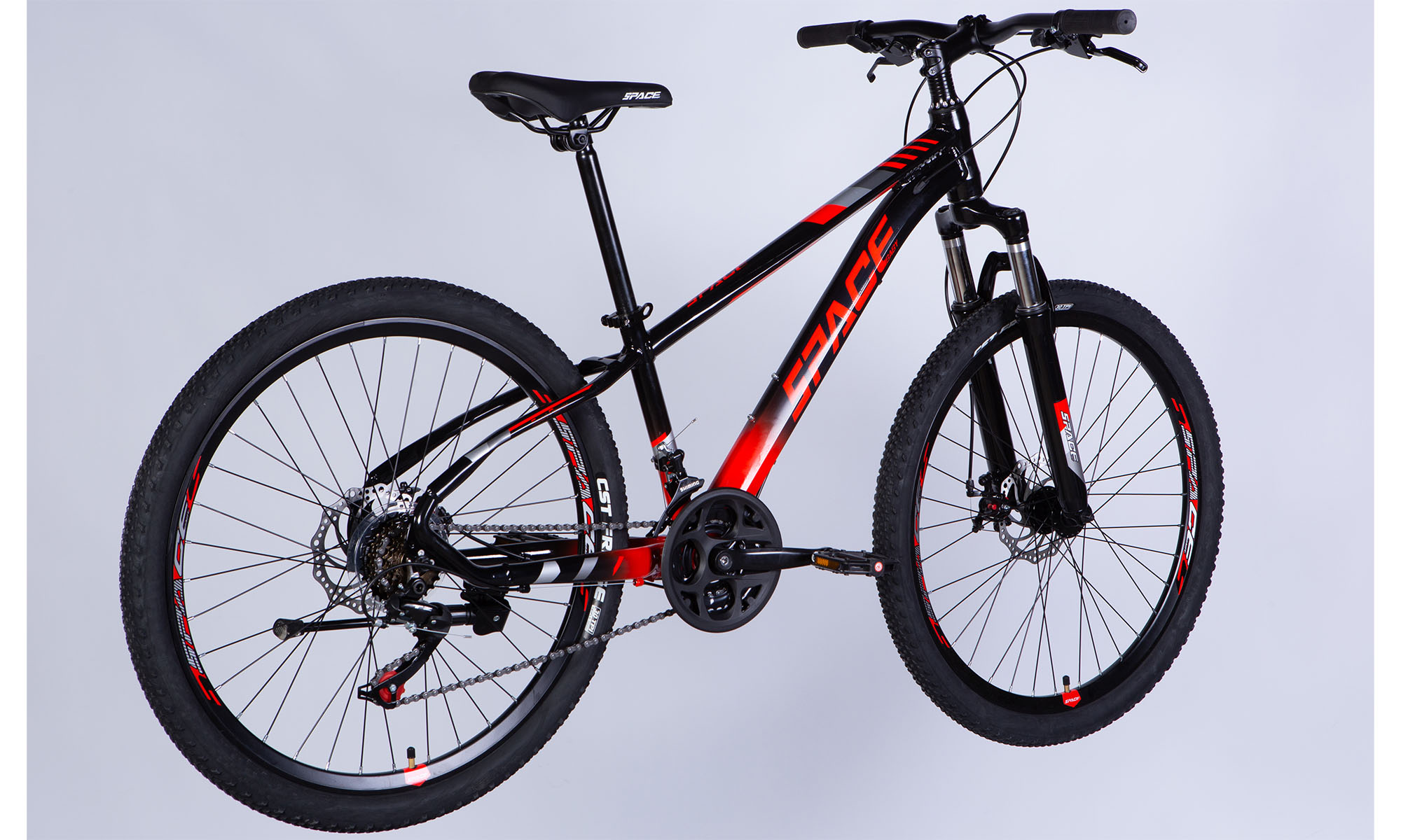 Велосипед SPACE MERCURY DD FR, 26", размер XS рама-13", год 2026, черно-красный 3