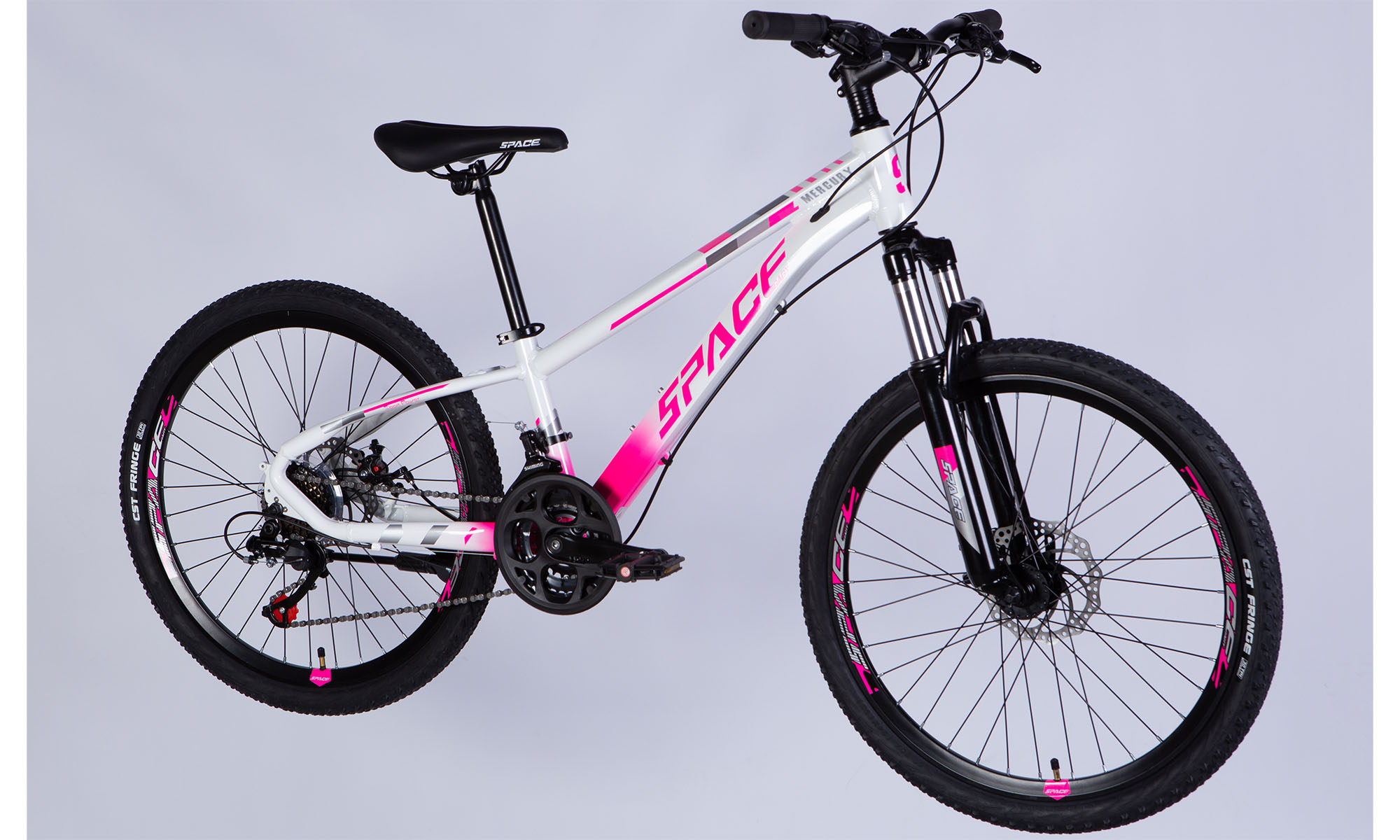 Велосипед SPACE MERCURY DD FR, 24", размер XXS, рама-11", рік 2026, біло-рожевий 3
