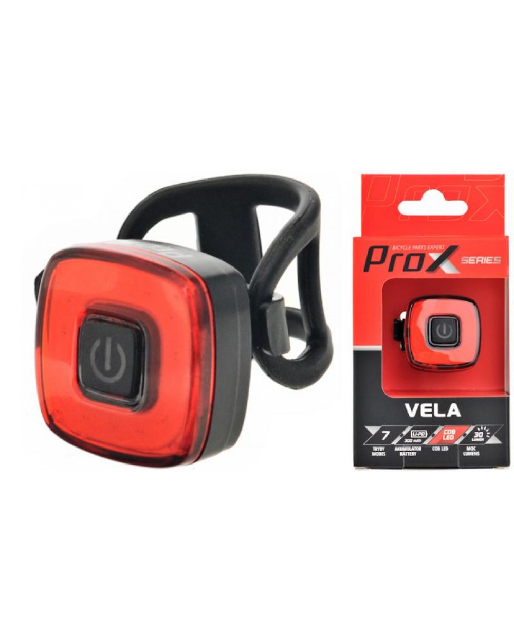 Лампа задня ProX Vela 30Lm, 300mAh, USB-C Memory Mode 3
