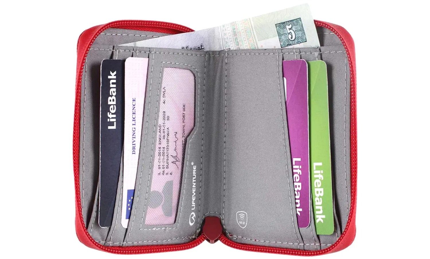 Кошелек Lifeventure Recycled RFID Bi-Fold Wallet raspberry 2