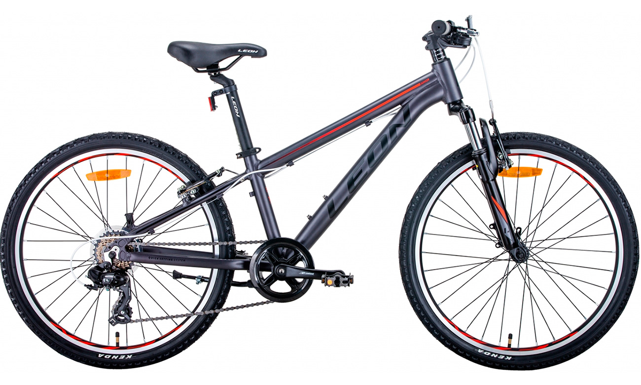 Велосипед Leon JUNIOR AM Vbr 24"(2021) 2021 Сіро-червоний 2