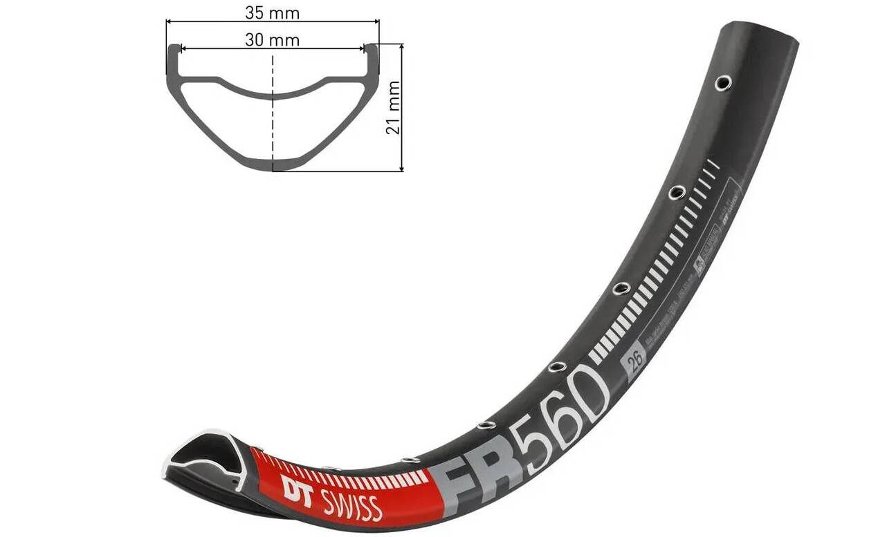 Обод DT Swiss FR 560, 26", размер 559×30 мм, 32 отверстия, ниппель Presta, дисковые тормоза, черный 2
