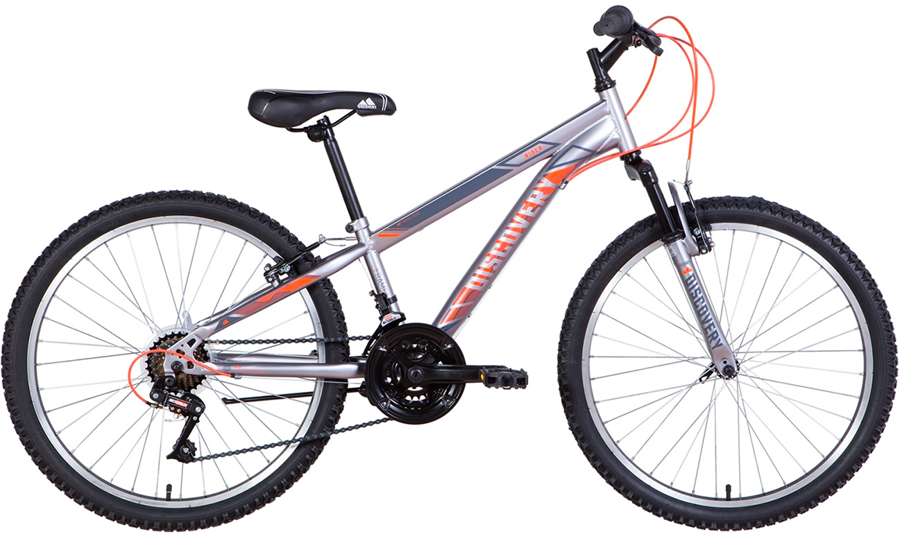 Фотография Велосипед Discovery RIDER AM Vbr 24" (2021) 2021 Серебристо-оранжевый