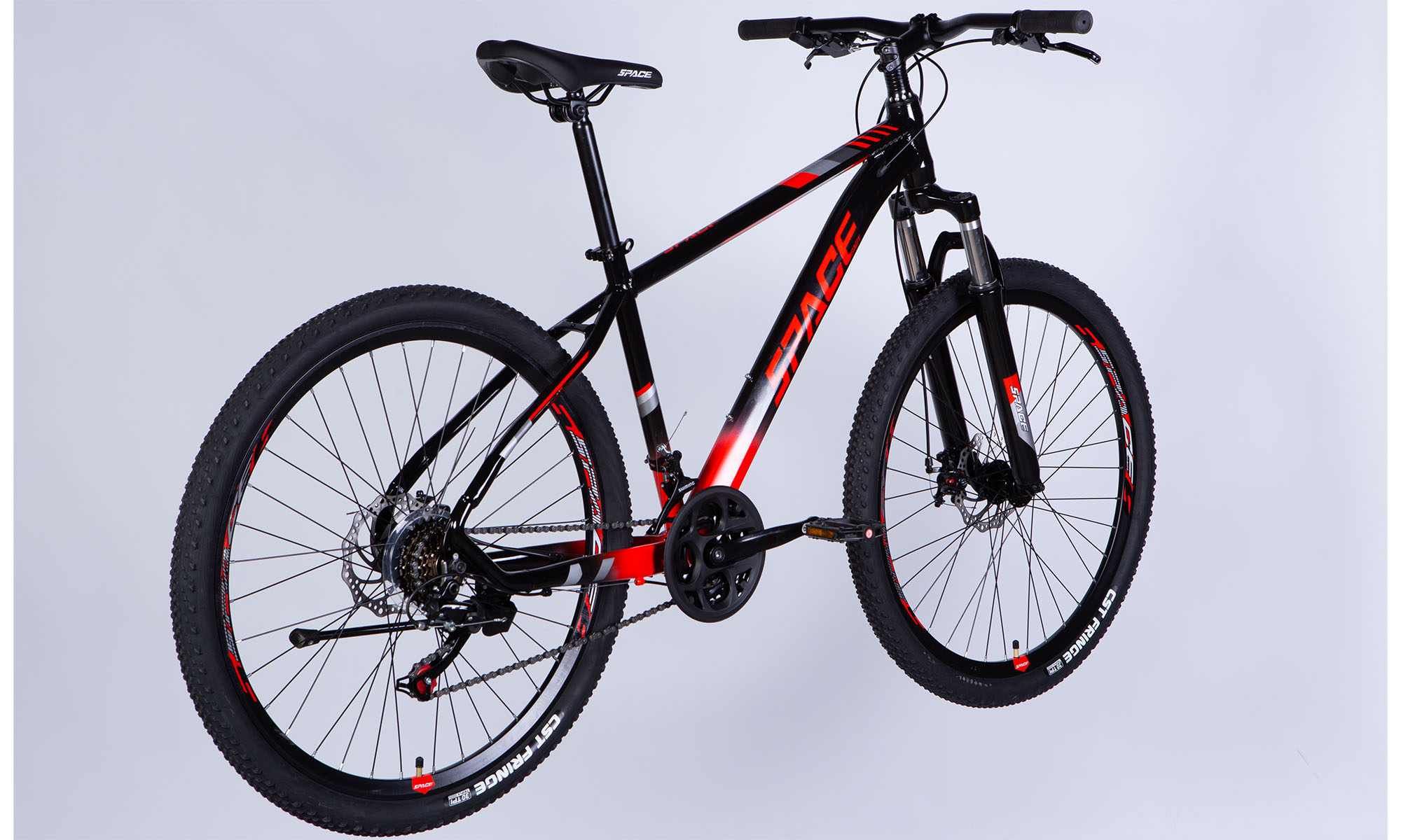 Велосипед SPACE MERCURY DD FR 27.5", размер M, рама 17", год 2026, черно-красный 4