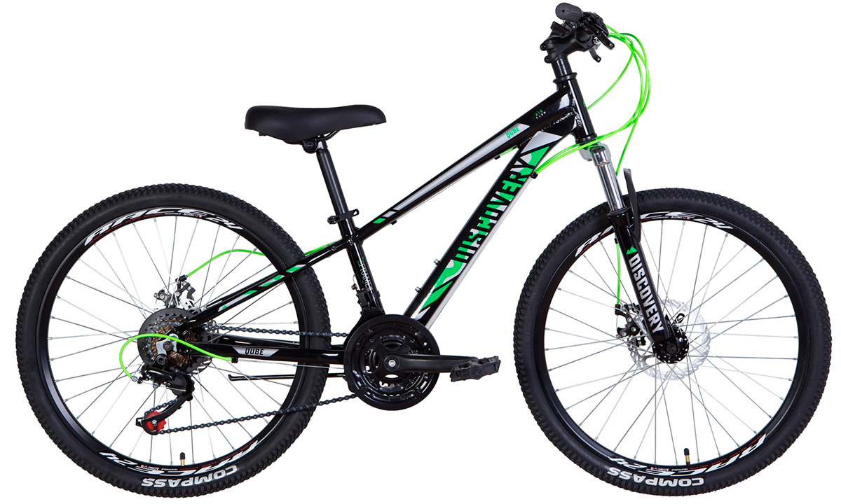 Фотография Велосипед Discovery QUBE AM DD  24" (2021) 2021 Черно-зеленый