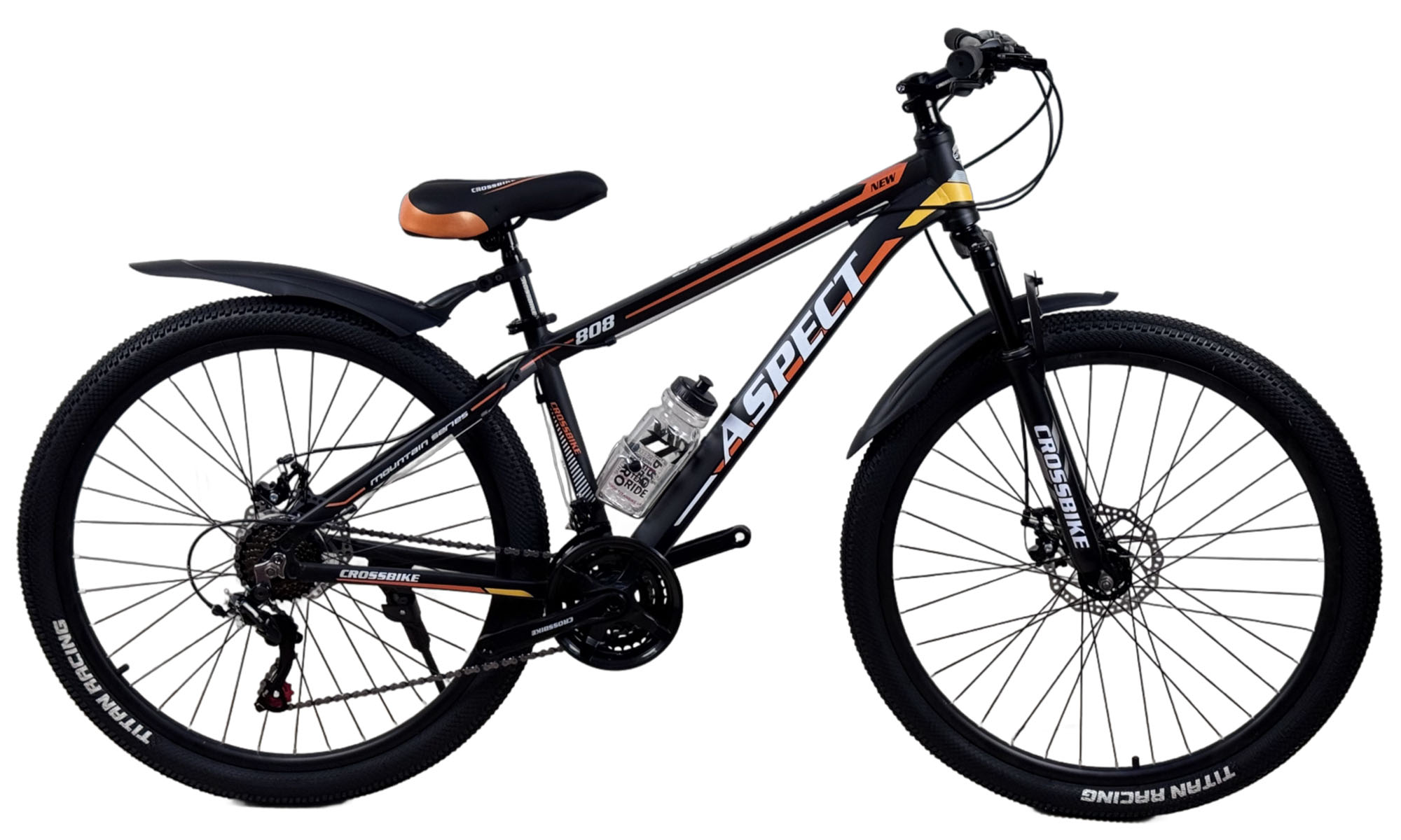 Велосипед CrossBike Aspect 27.5", размер S, рама 15", год 2026, Черный-Оранжевый Велосипед CrossBike Aspect 27.5", размер S, рама 15", год 2026, Черный-Оранжевый