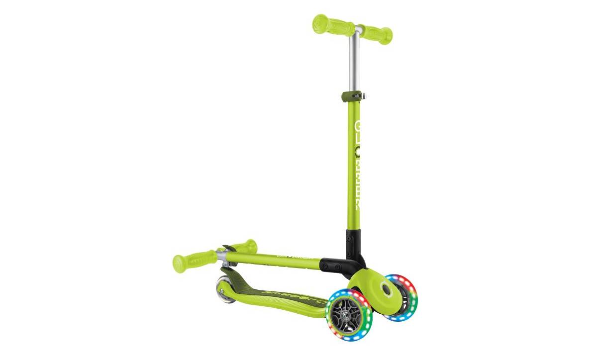 Самокат GLOBBER PRIMO FOLDABLE LIGHTS, зеленый, колеса с подсветкой, 3+ 4