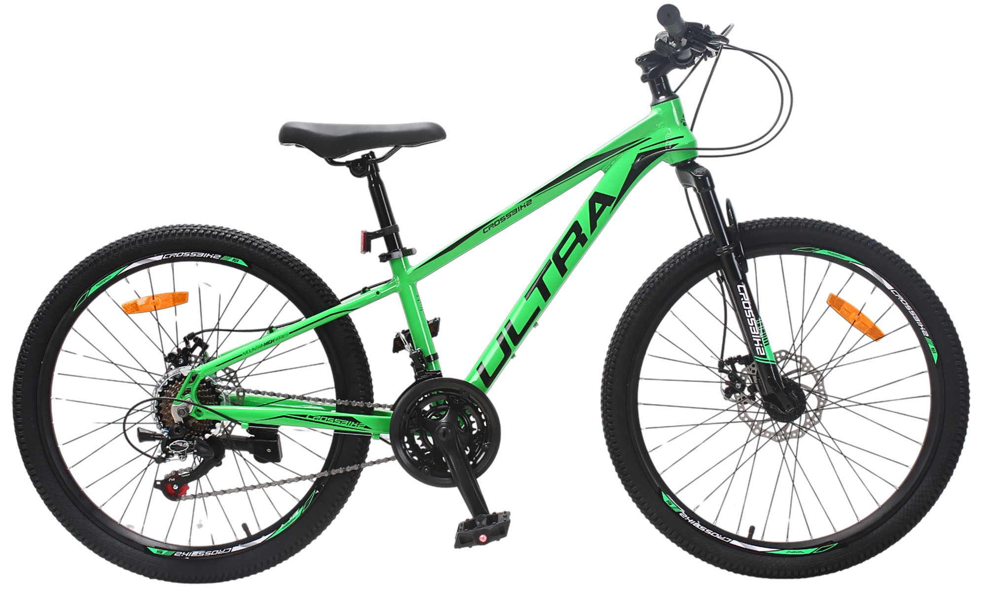 Велосипед CrossBike ULTRA 24", размер XXS, рама 12", год 2026, Зелёный-Черный 
