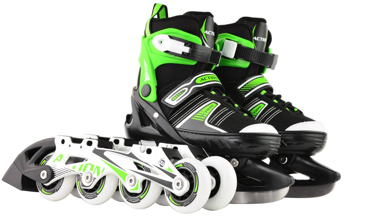 Роликовые коньки Action 2 в 1 Ronny размер 29-32 Green 11