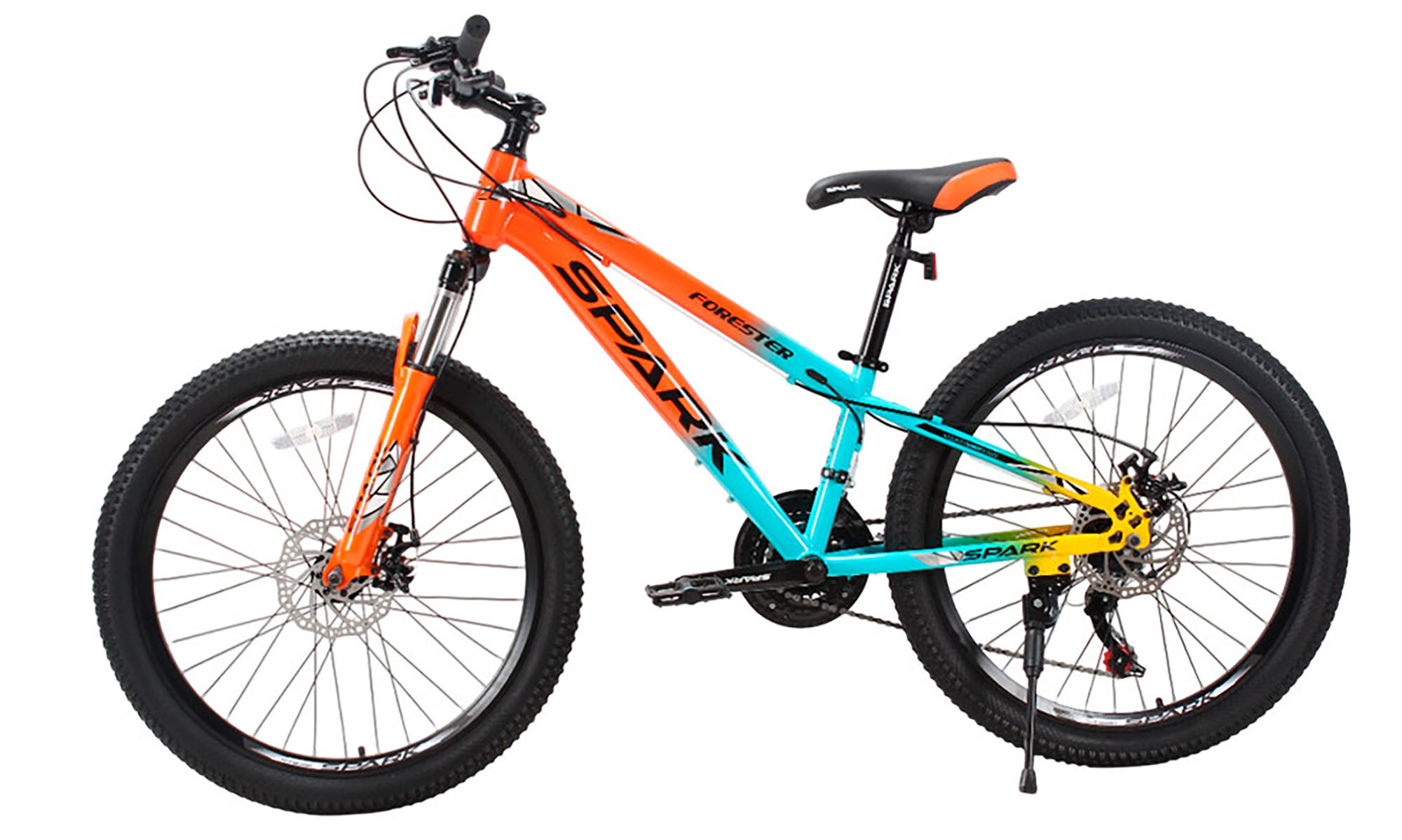 Велосипед SPARK FORESTER JR. 24", розмір XS, рама 13", рік 2025, помаранчевий з блакитним 2