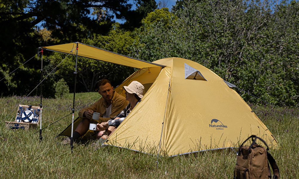 Палатка двухместная Naturehike P-Series II (NH18Z022-P) 210T/65D, желтая 2