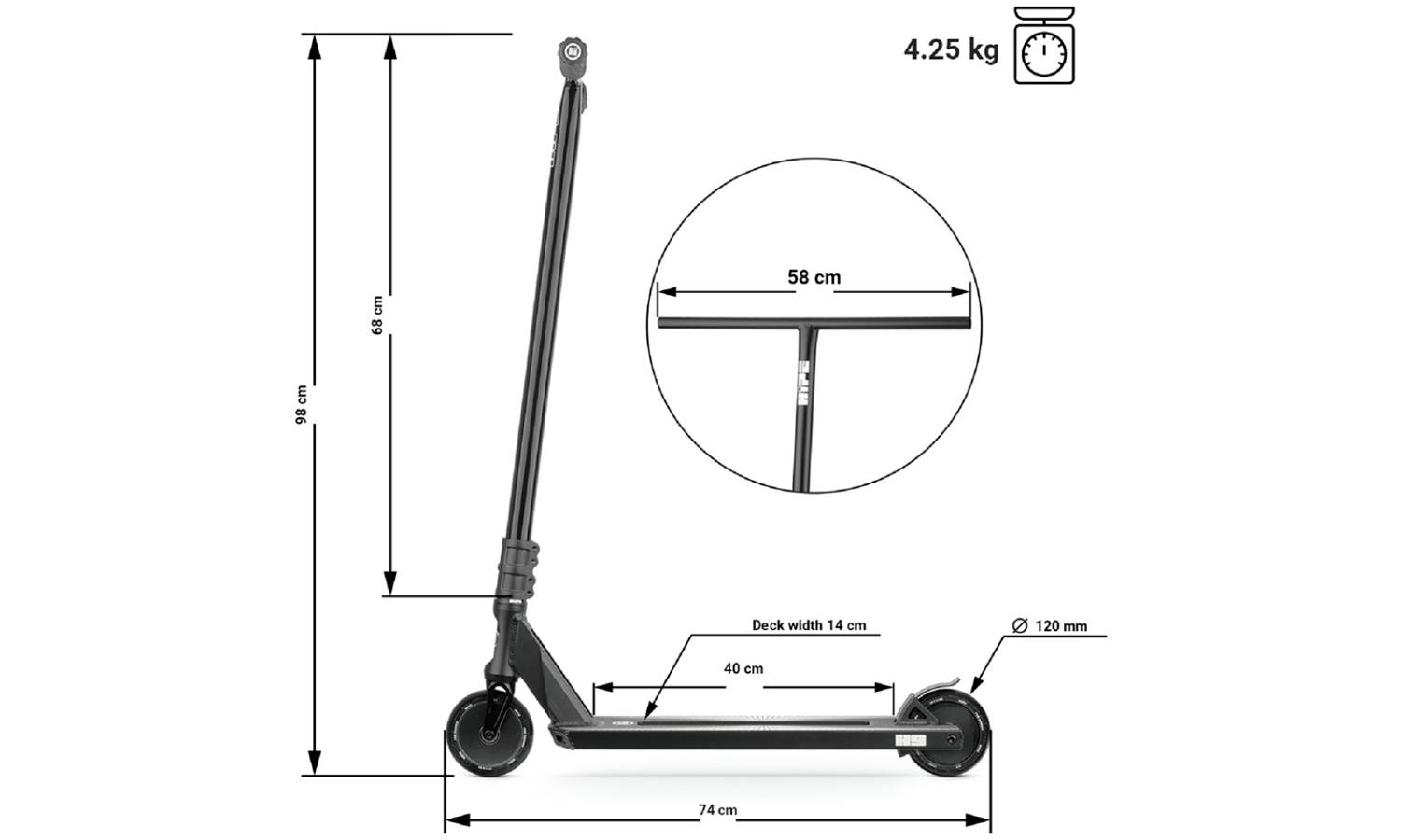 Фотографія Самокат трюковий Hipe H9 Чорний 2