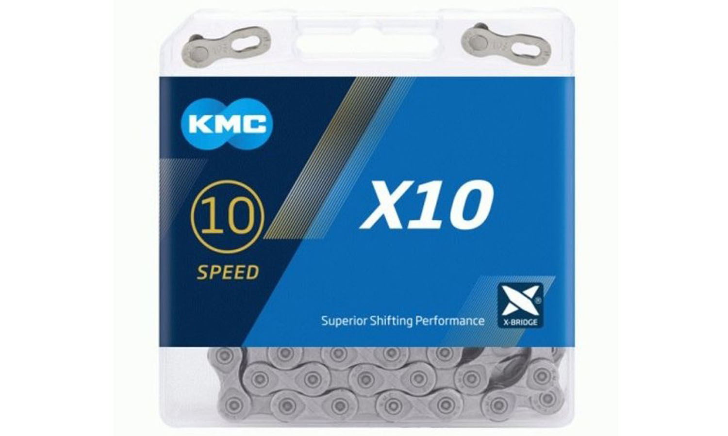 Цепь KMC X10 Grey 10 скоростей114 звеньев серый + замок 2