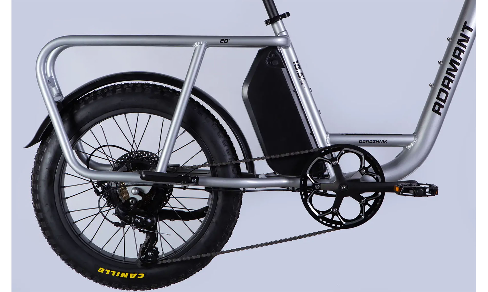 Велосипед з електроприводом Dorozhnik eADAMANT DD FR 20", розмір M, рама-18,5", 48B, 17.5А*г, 500Вт, рік 2026, сріблястий 4