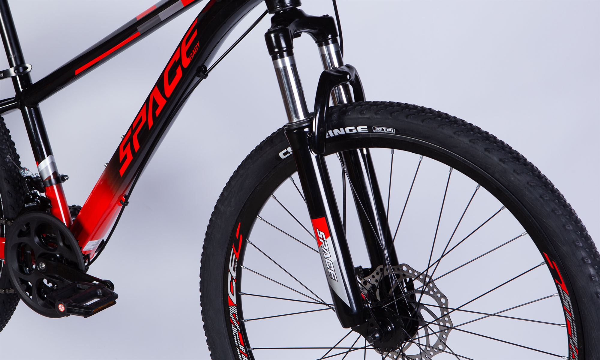 Велосипед SPACE MERCURY DD FR, 26", размер XS рама-13", год 2026, черно-красный 2