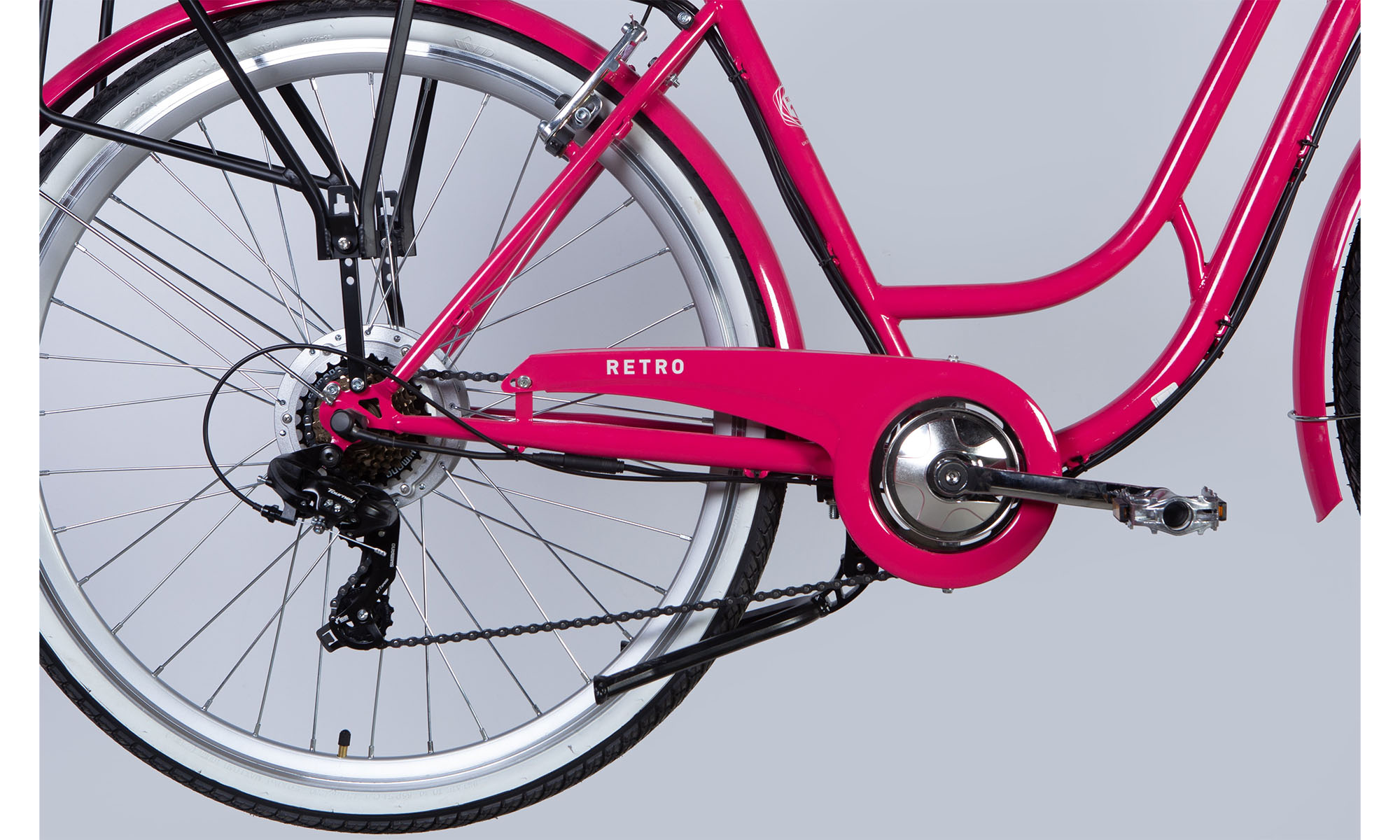 Велосипед с электроприводом Dorozhnik RETRO DD FR 28", размер L, рама-19", 36B, 12.5А*ч, 250Вт, год 2025, розовый 2