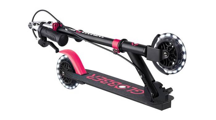 Самокат GLOBBER серії FLOW ELEMENT JUNIOR LIGHTS, чорно-рожевий, колеса з підсвічуванням, 3+ 5