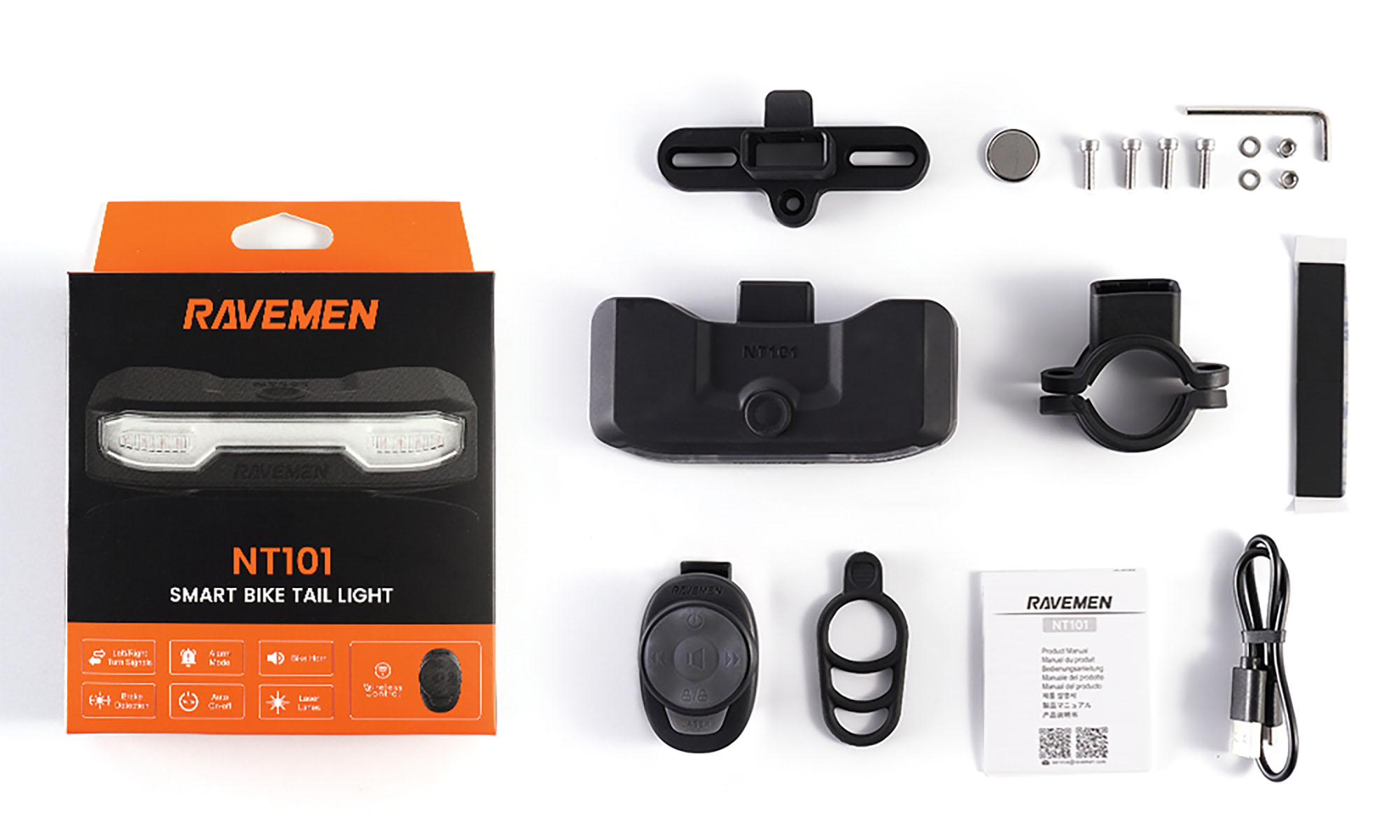 Задний свет Ravemen NT101 (160 lm, 2200 mAh) с беспрводной кнопкой и сигнализацией 2