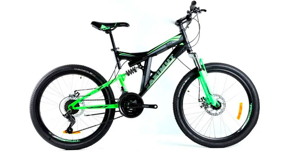 Фотография Велосипед Azimut Power GD 24" размер S рама 17 Черно-зеленый 
