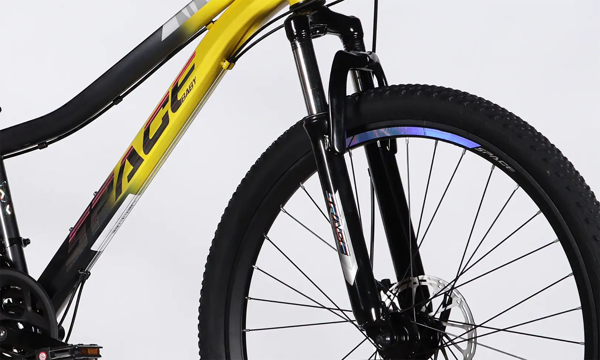 Велосипед SPACE AURORA DD FR 26", розмір XS, рама-13", рік 2026, жовто-чорний 2