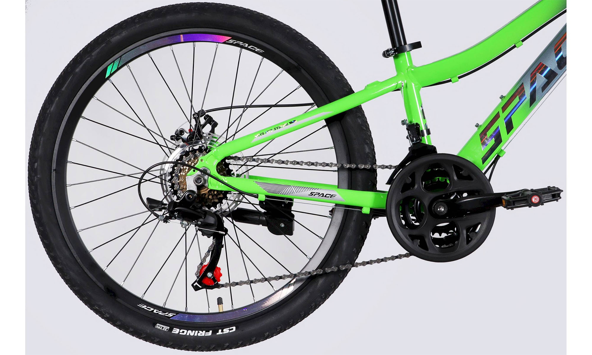 Велосипед SPACE LYRA DD FR 27.5", размер S, рама-15", год 2026, серебристо-зеленый 3
