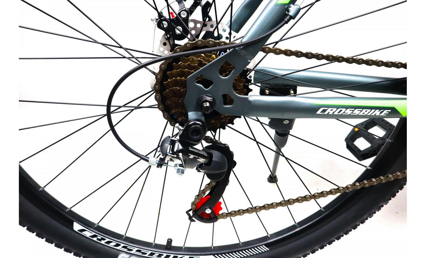 Фотография Велосипед CrossBike Racer 27.5" размер L рама 19 2022 Серый-Зеленый 3