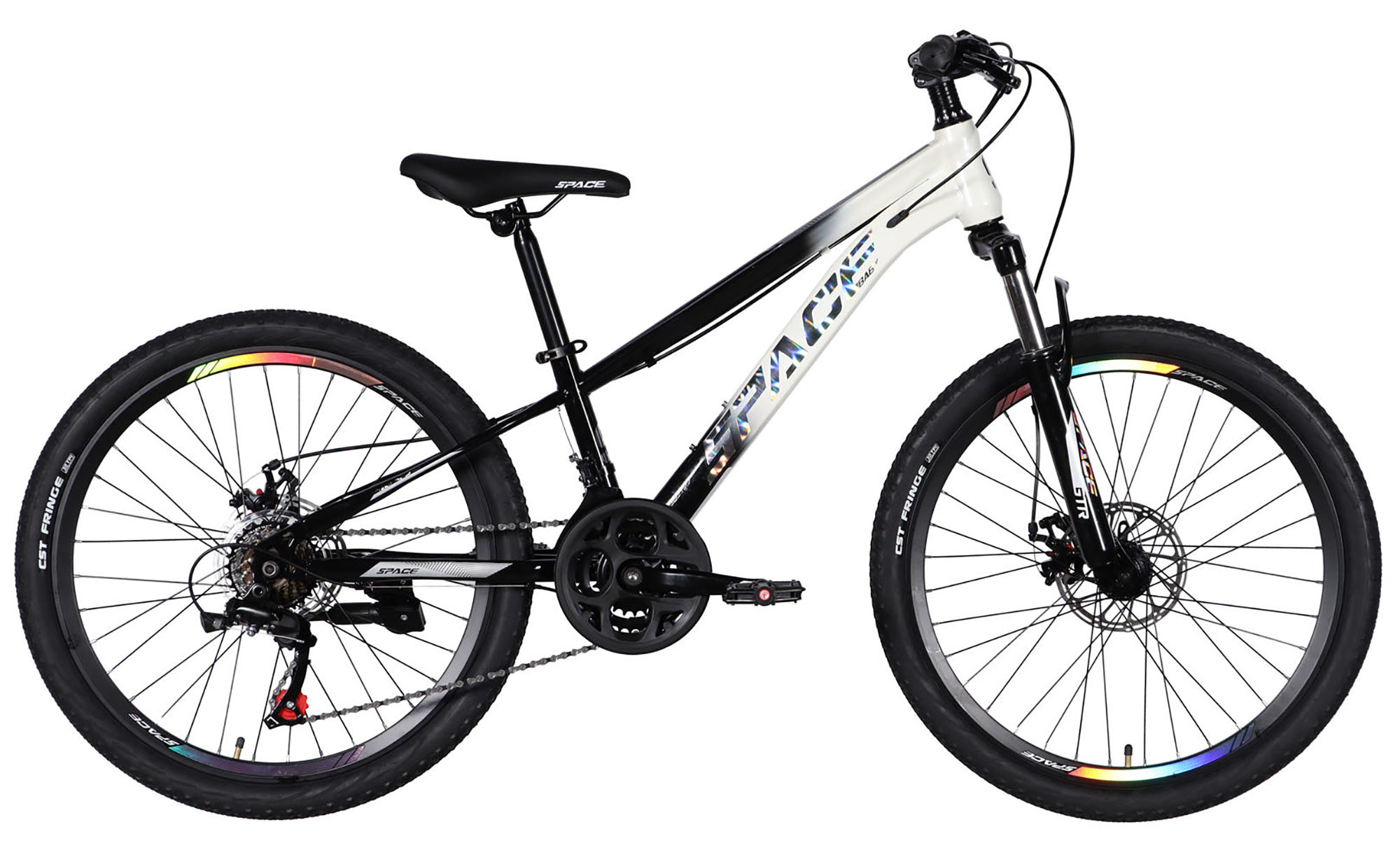 Велосипед SPACE MARS DD FR 24", размер XXS рама-11", год 2026, черный с белым 