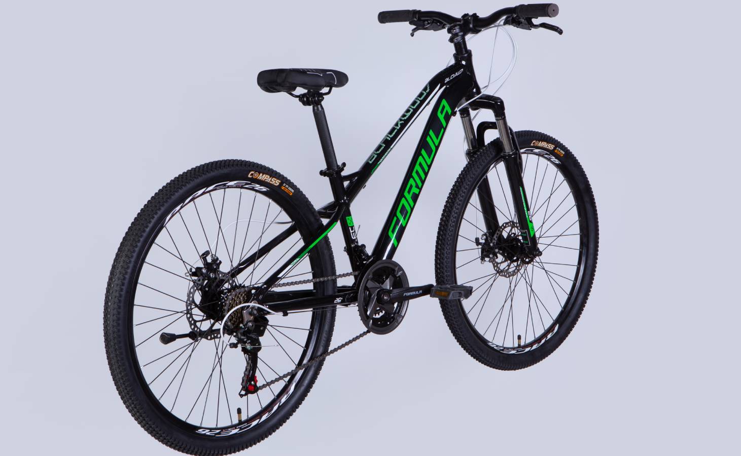 Велосипед Formula BLACKWOOD DD 26" размер XS рама 13" 2025 черно-зеленый 3