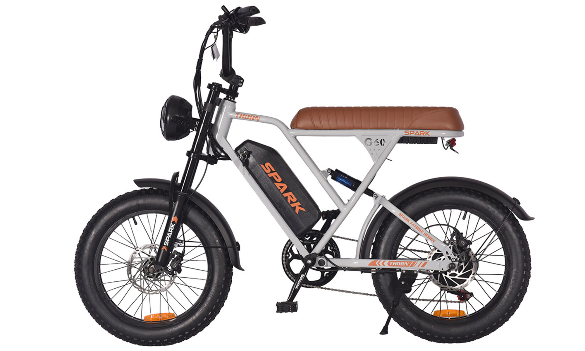 Велосипед с электромотором SPARK TORN 20", 48V/1200W/20Ah Li-On, Серый (матовый) 