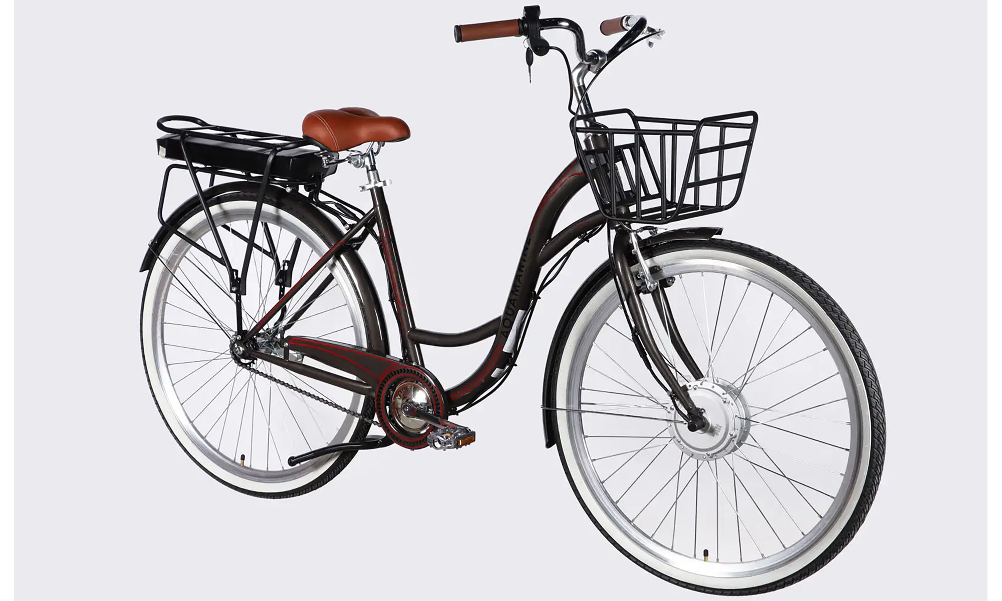 Велосипед с электроприводом Dorozhnik eAQUAMARINE BH 28", размер L, рама-19", 36B, 13А*ч, 500Вт, год 2026, серый с корзиной 3